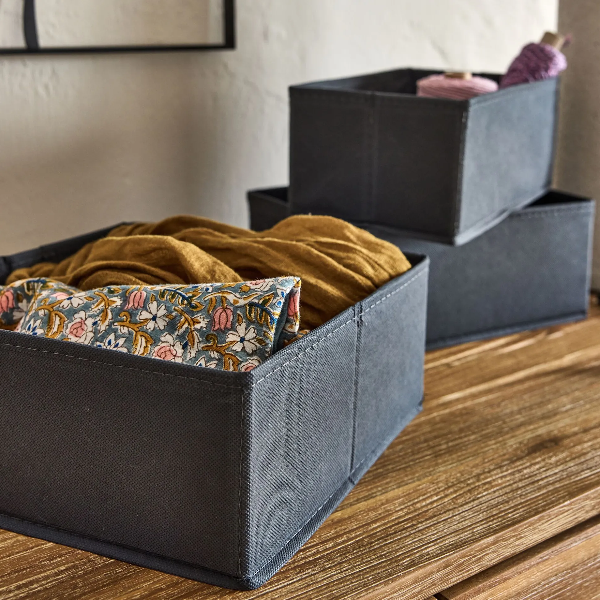 Lot de 5 paniers organiseur - gris