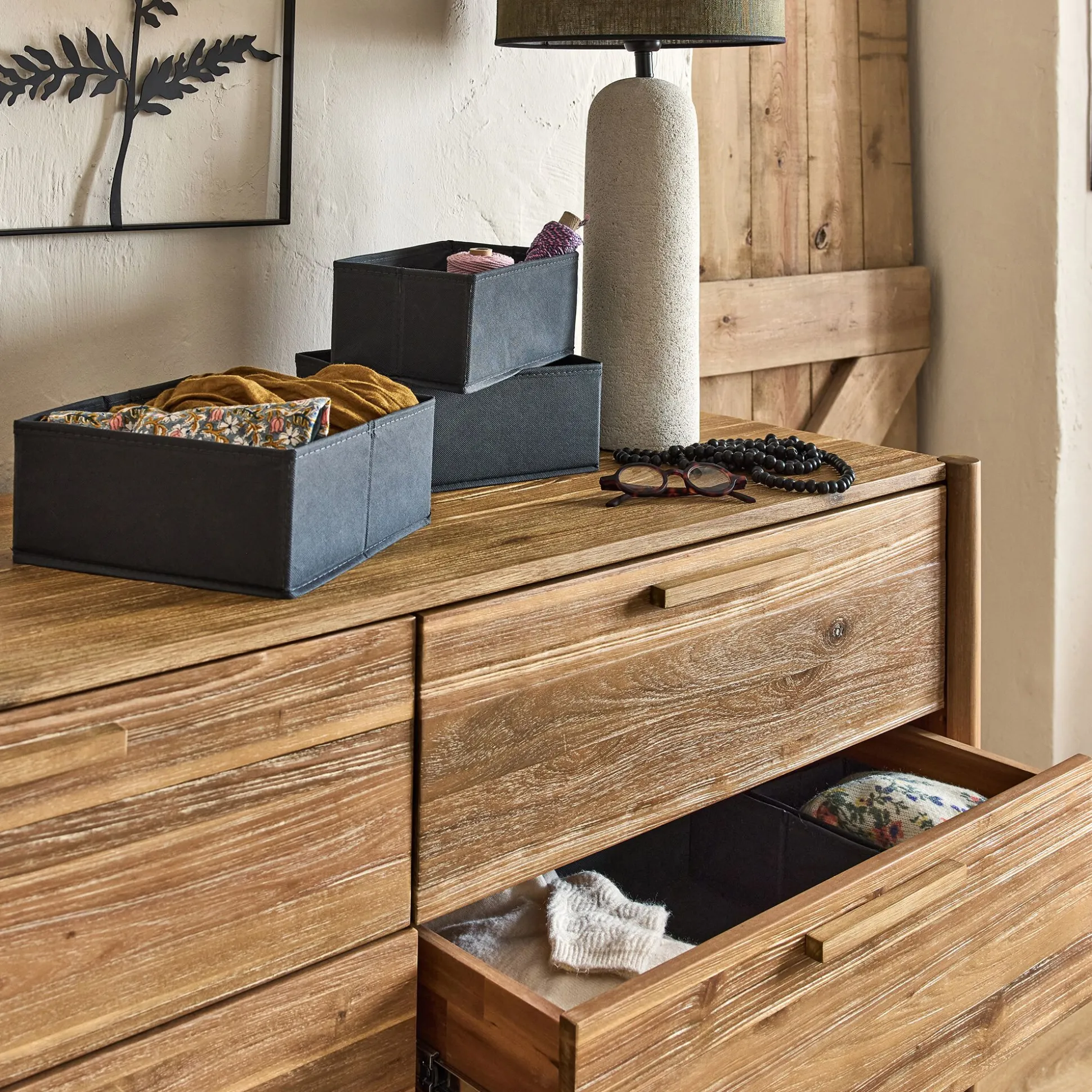 Lot de 5 paniers organiseur - gris