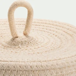 Lot de 2 paniers ronds en tissu - beige