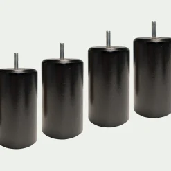 Lot de 4 pieds de sommier cylindrique H12cm - noir