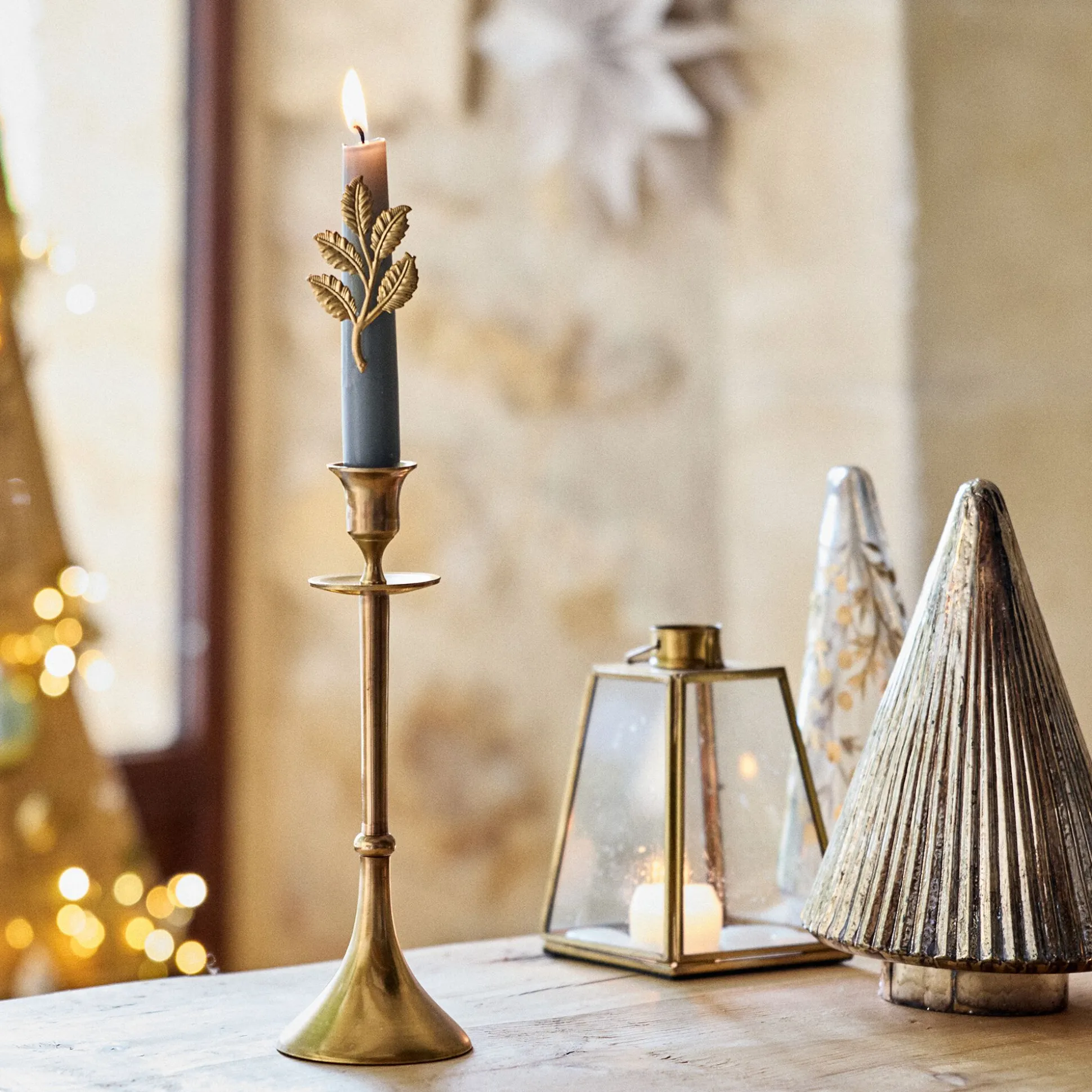 Lot de 2 pins feuille pour bougie - doré