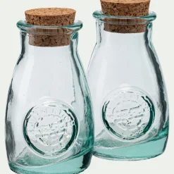 Lot de 2 pots en verre recyclé 10cl - transparent