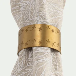 Lot de 4 ronds de serviette motif végétal en laiton - doré