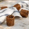 Lot de 4 ronds de serviette en rotin - marron