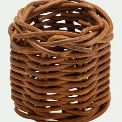 Lot de 4 ronds de serviette en rotin - marron