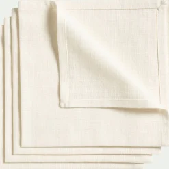 Lot de 4 serviettes de table en coton 41x41cm - blanc écru