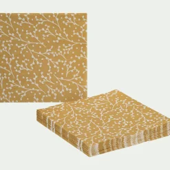 Lot de 20 serviettes en papier motif baies 33x33cm - jaune