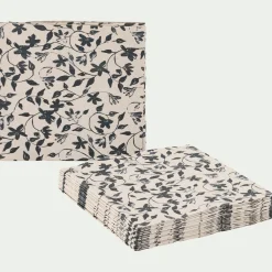 Lot de 20 serviettes en papier motif floral 33x33cm - beige alpilles