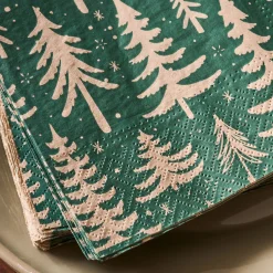 Lot de 20 serviettes en papier motif sapin 33x33cm - vert