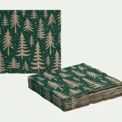 Lot de 20 serviettes en papier motif sapin 33x33cm - vert