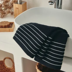 Lot de 2 serviettes invité en coton - noir 30x50cm