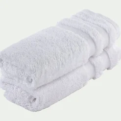 Lot de 2 serviettes invité qualité hôtelière en coton - blanc 30x50cm