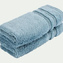 Lot de 2 serviettes invité bouclette en coton - bleu autan 30x50cm