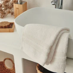 Lot de 2 serviettes invité bouclette en coton - blanc ventoux 30x50cm