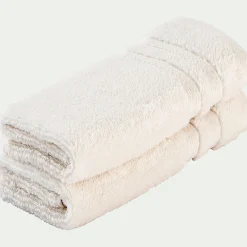 Lot de 2 serviettes invité bouclette en coton - blanc ventoux 30x50cm