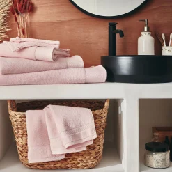 Lot de 2 serviettes invité en coton peigné - rose simo 30x50cm