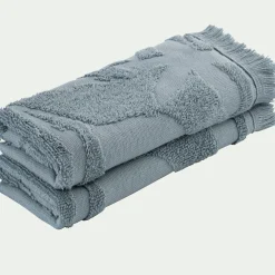 Lot de 2 serviettes invité en coton - bleu calaluna 30x50cm