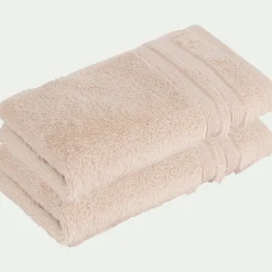 Lot de 2 serviettes invité bouclette en coton - rose grège 30x50cm