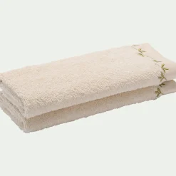 Lot de 2 serviettes invité en coton - beige 30x50cm
