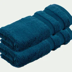 Lot de 2 serviettes invité en coton - bleu figuerolles 30x50cm