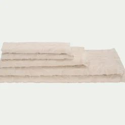 Lot de 2 serviettes invités en coton motif floral 30x50cm - blanc écru