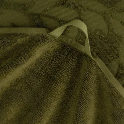 Lot de 2 serviettes invités en coton motif floral 30x50cm - vert mousse