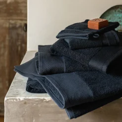 Lot de 2 serviettes invités en coton peigné - Gris calabrun 30x50cm