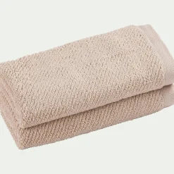 Lot de 2 serviettes invités en bouclettes de coton bio - beige alpilles 30x50cm