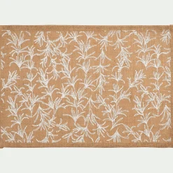 Lot de 4 sets de table motif romarin en jute 30x45cm - naturel