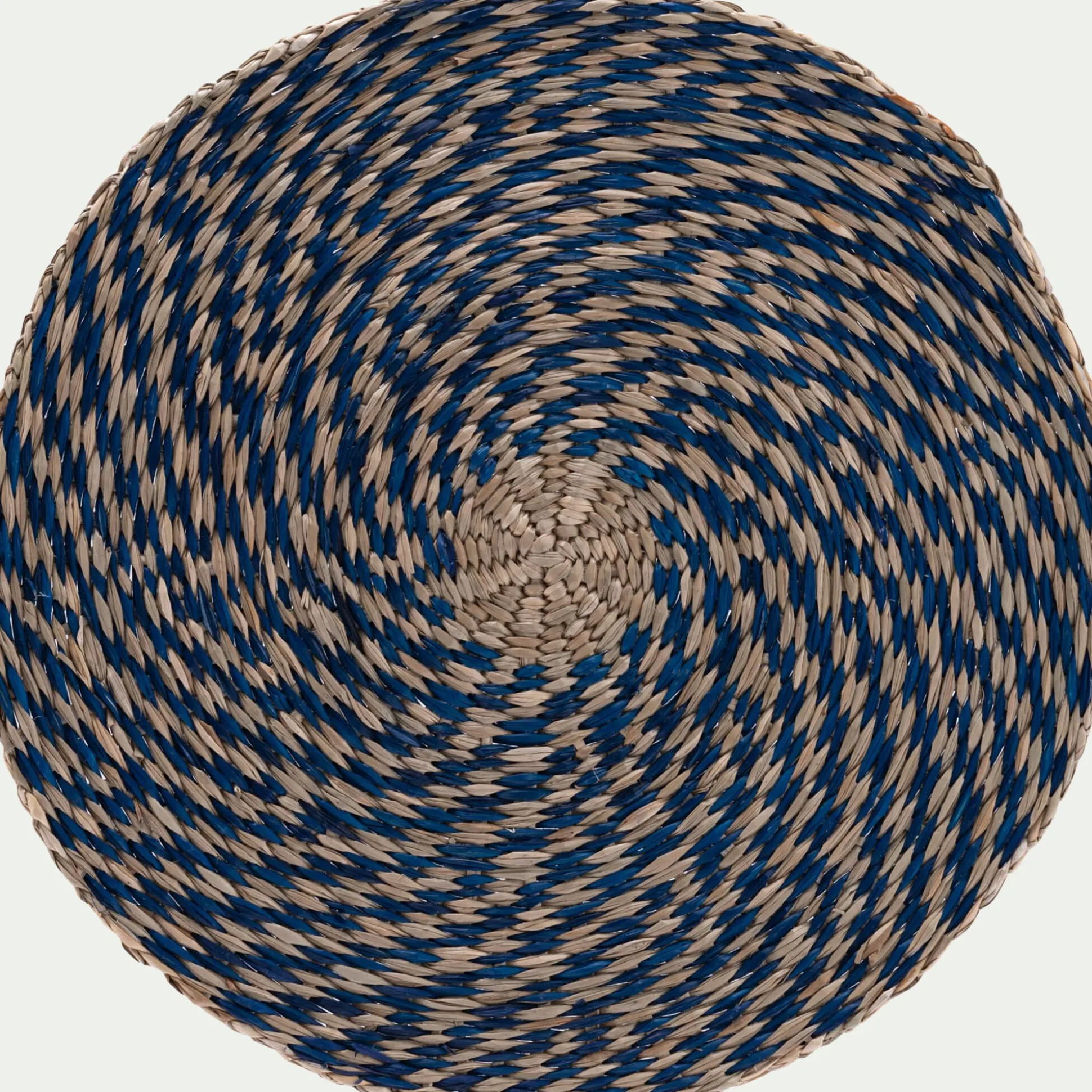 Lot de 2 sets de table ronds en jonc de mer D36cm - bleu