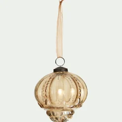 Lot de 6 suspensions de Noël goutte en verre H10cm - jaune