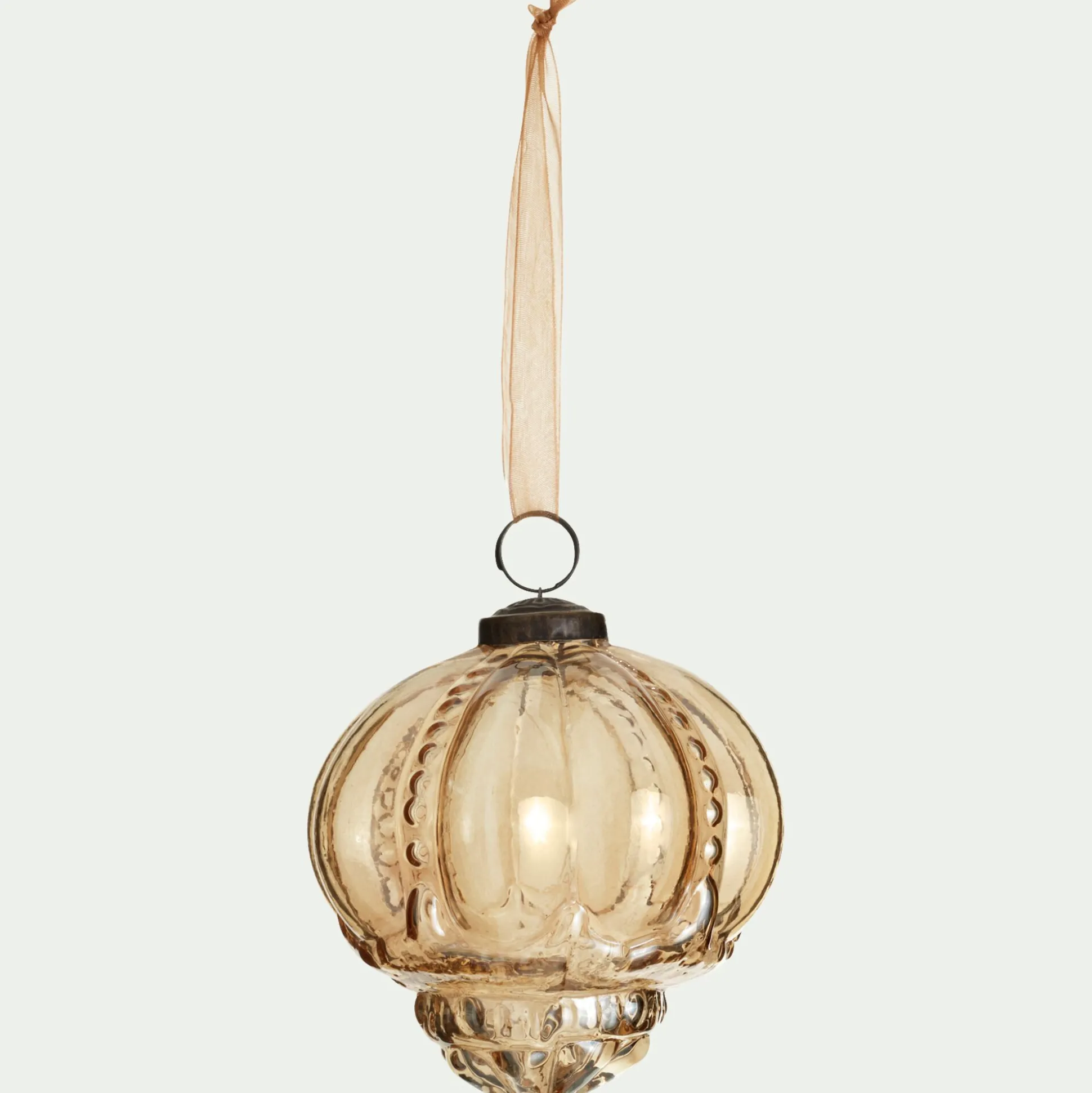 Lot de 6 suspensions de Noël goutte en verre H10cm - jaune