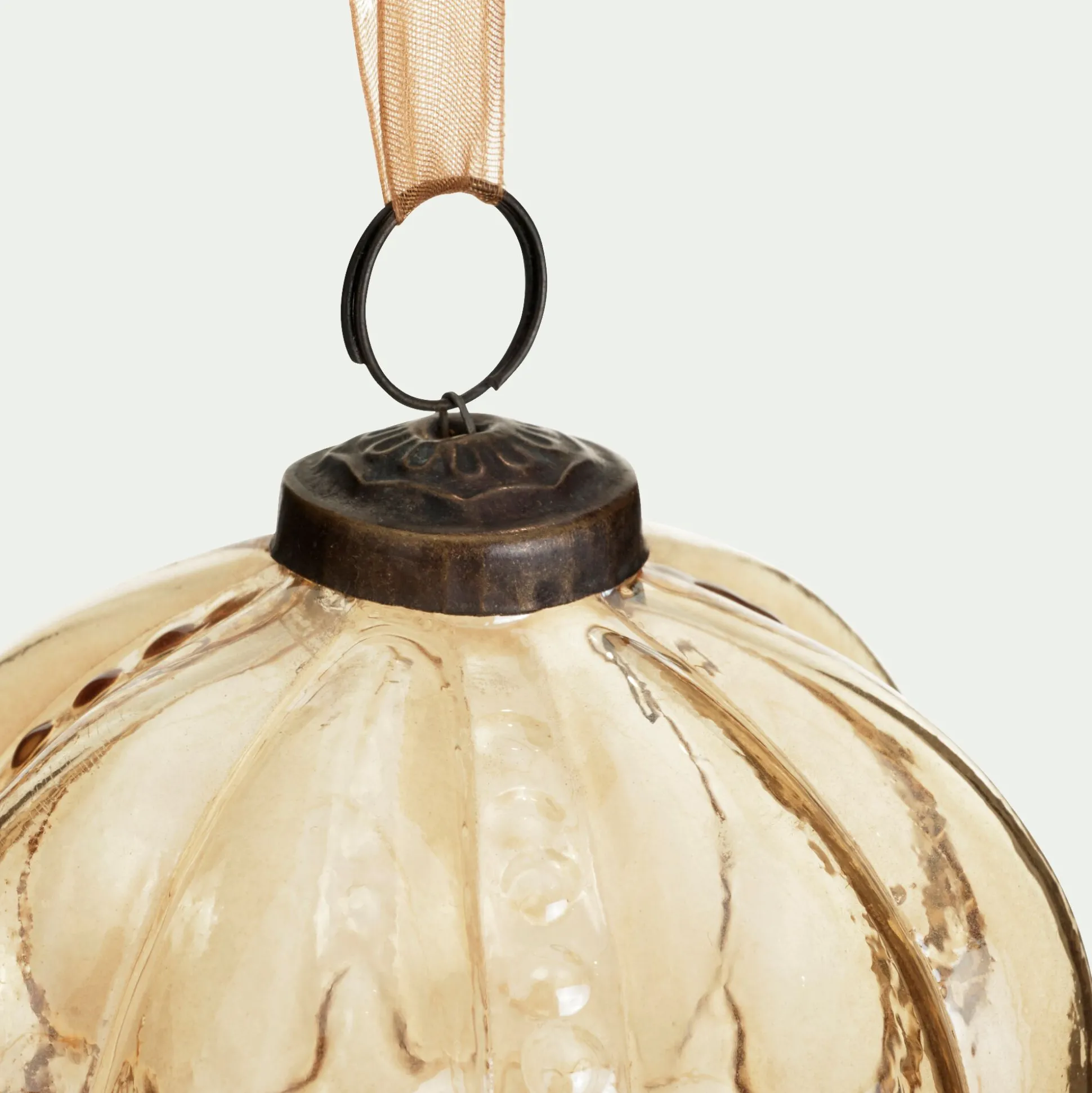 Lot de 6 suspensions de Noël goutte en verre H10cm - jaune