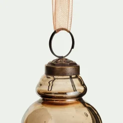 Lot de 6 suspensions de Noël goutte en verre H8,5cm - brun terre ombre