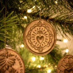 Lot de 12 suspensions de Noël en laiton D5,5cm - doré