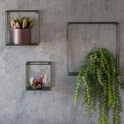 Lot de 3 étagères déco en fer - vert cèdre