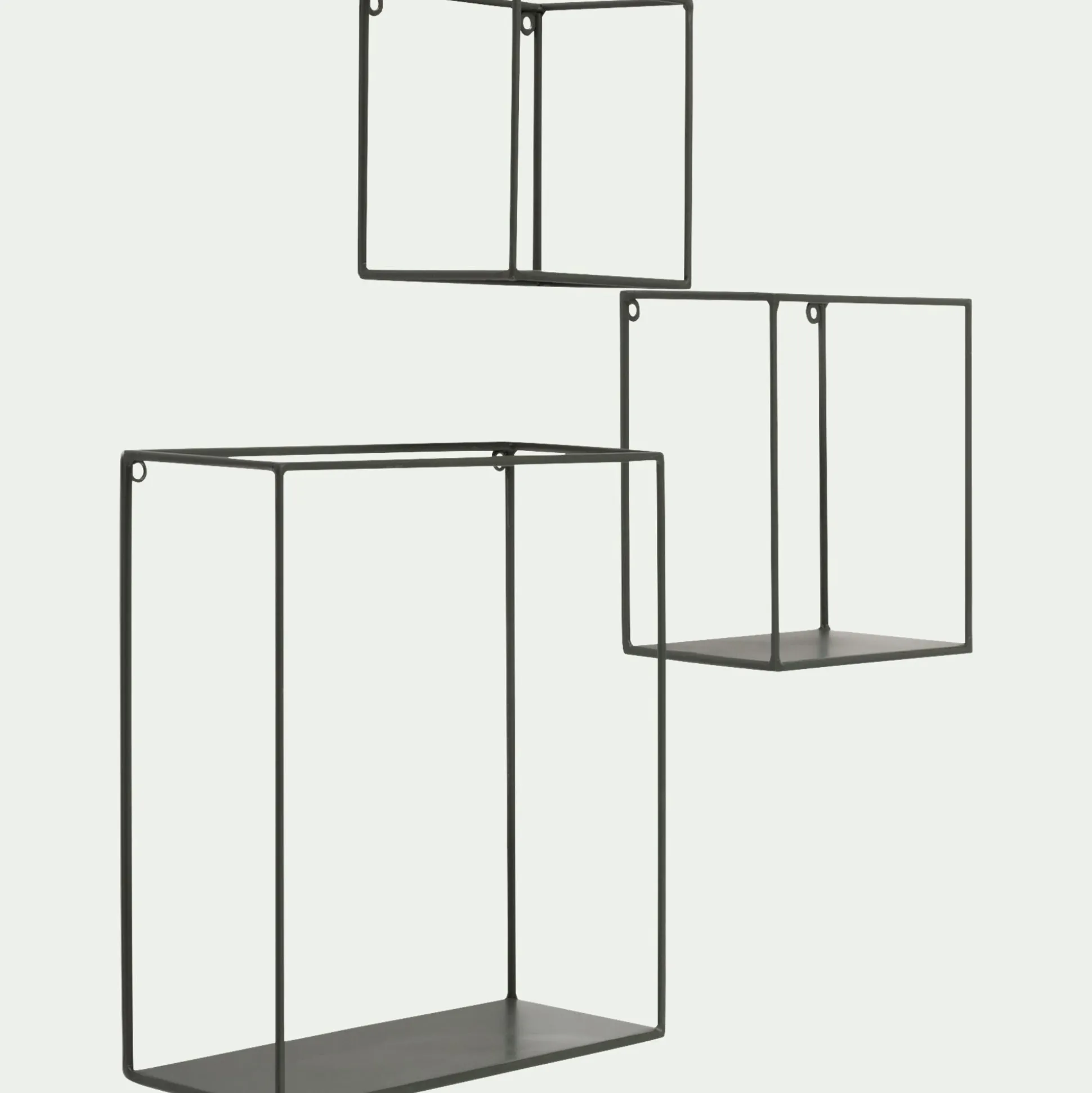 Lot de 3 étagères déco en fer - vert cèdre