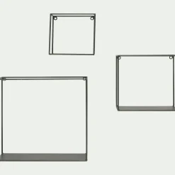 Lot de 3 étagères déco en fer - vert cèdre