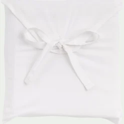 Lot de 2 taies d'oreiller en percale de coton 50x70cml avec liseré tressé beige alpilles - blanc