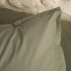 Lot de 2 taies d'oreiller en percale de coton - vert cèdre 65x65cm