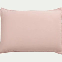 Lot de 2 taies d'oreiller en lin lavé - rose rosa 50x70cm