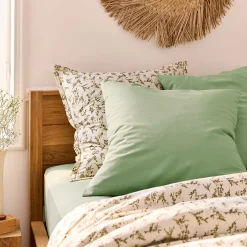 Lot de 2 taies d'oreiller en coton 65x65cm - vert pistache
