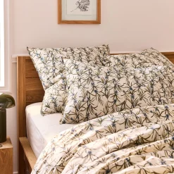 Lot de 2 taies d'oreiller en percale de coton 50x70cm - motifs romarin