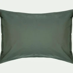 Lot de 2 taies d'oreiller en percale de coton - vert cèdre 50x70cm