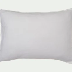 Lot de 2 taies d'oreiller en lin lavé - blanc capelan 50x70cm