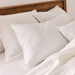 Lot de 2 taies d'oreiller en lin lavé - blanc capelan 50x70cm