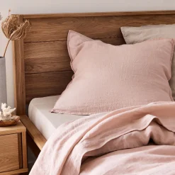 Lot de 2 taies d'oreiller en lin lavé - rose rosa 65x65cm