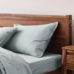 Lot de 2 taies d'oreiller en percale de coton - bleu calaluna 50x70cm