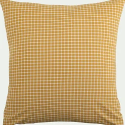 Lot de 2 taies d'oreiller en coton motif carreaux 63x63cm - jaune