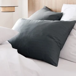 Lot de 2 taies d'oreiller en coton - gris calabrun 50x70cm